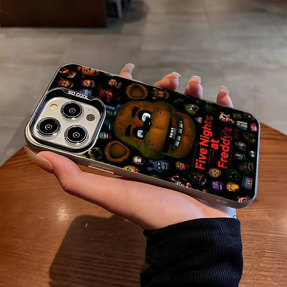 Чехол для телефона Fnaf Five-nights-At-Freddys матовый серебристый чехол Iphone 16 15 14 Pro 13 12 Plus 11 7