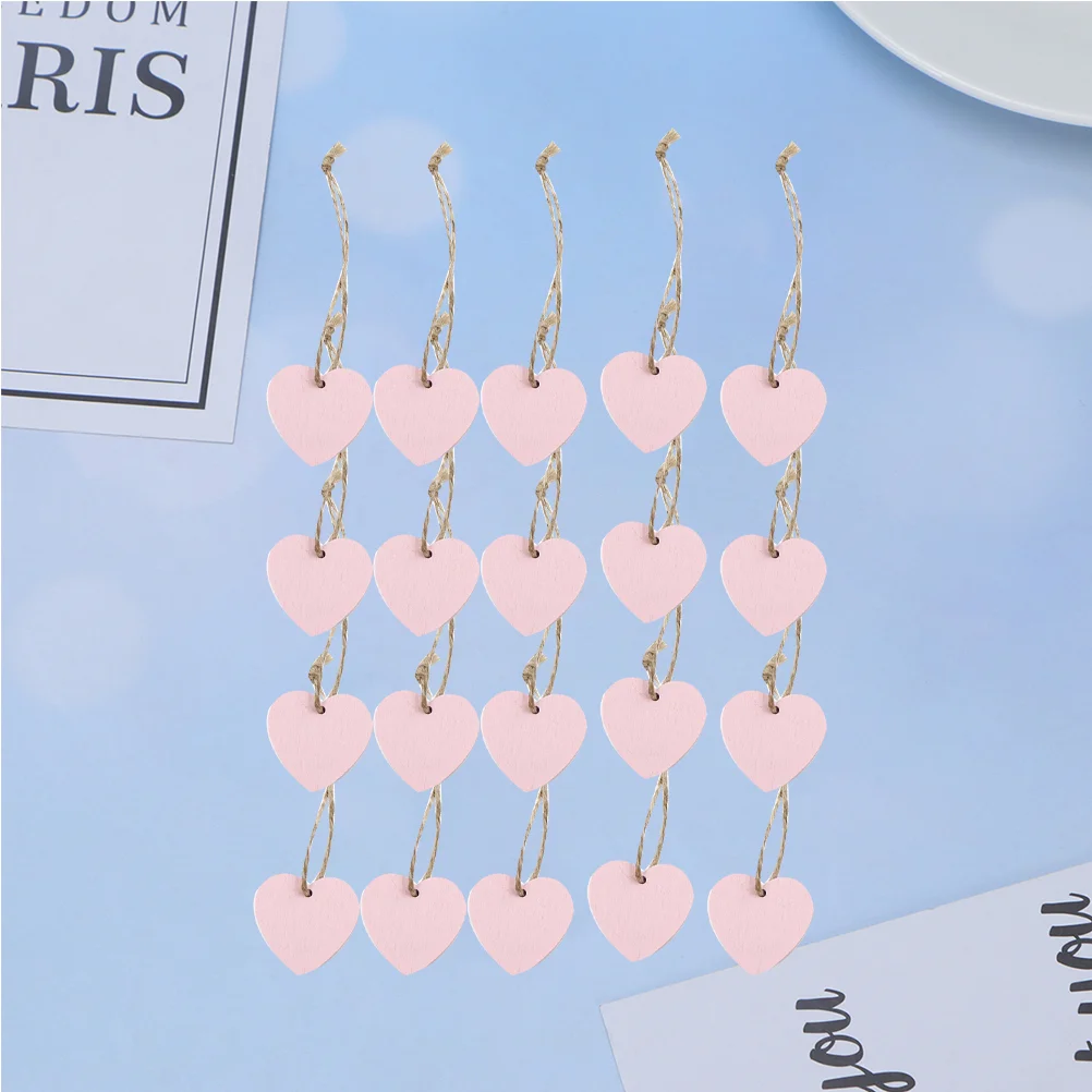 

20 PCS Wood Hearts Crafts Wedding Ceremony Decorations Wooden Love Pendant Slices Tags Ornaments