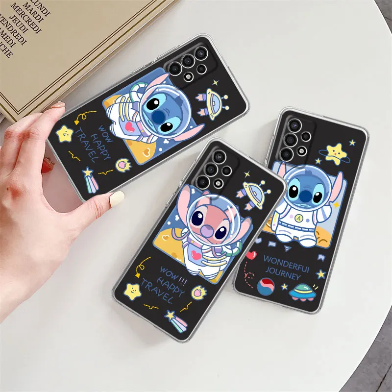 

Phone Clear Case For Samsung Galaxy A52 A53 A71 A72 A51 A50 A32 A12 A21s A31 A70 A13 A02 Soft Funda Cover Alien Astronaut Stitch