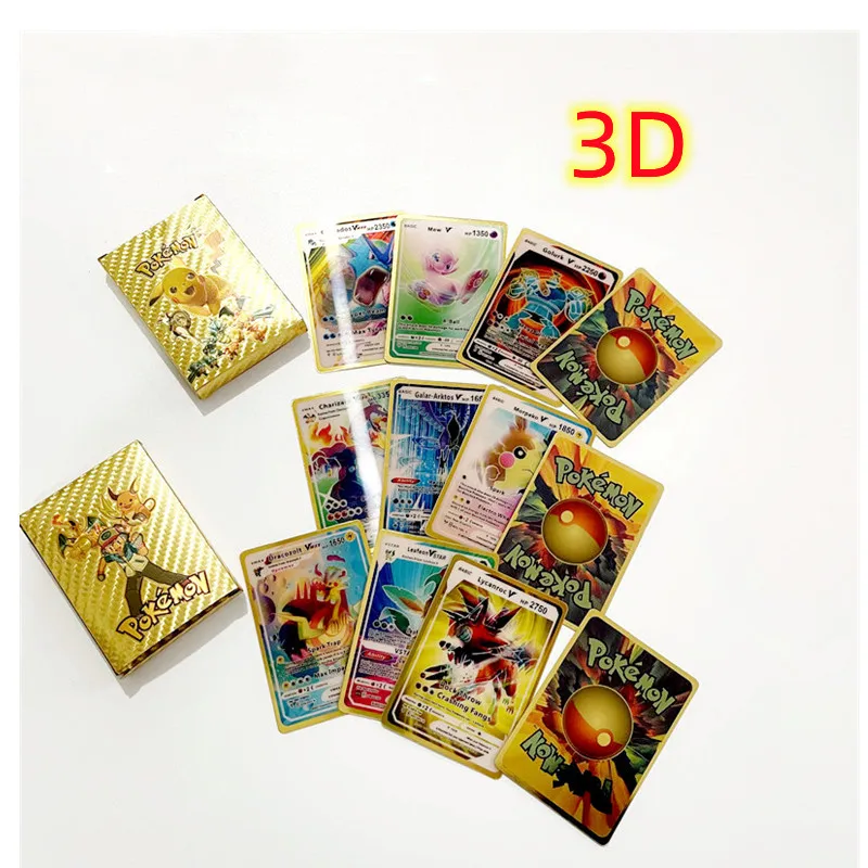 

27-55PCS Pokemon Cards 3D Vmax GX Card Box Charizard Pikachu Rare Collection Battle Trainer Card Children Toys Gift Christmas