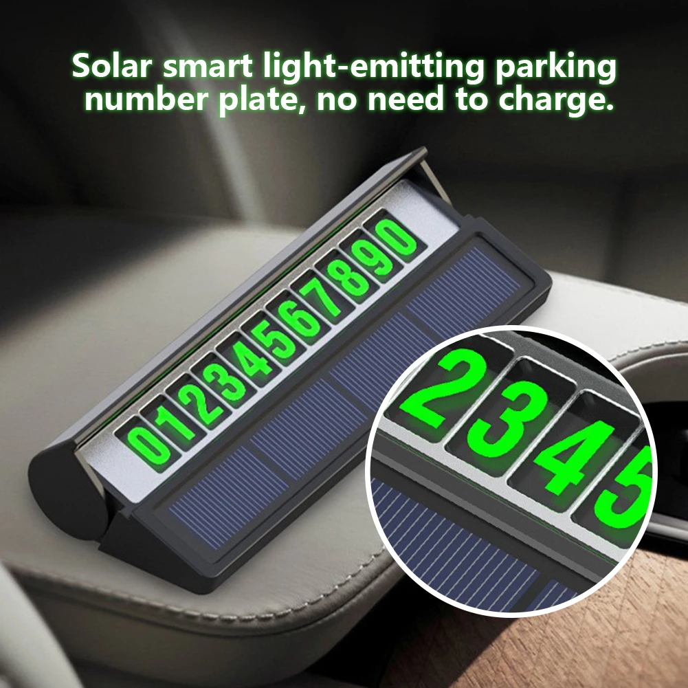 

Solar Luminous Car Temporary Parking Card Hidden Telephone Number Plate AUTO Sticker Car Parking Stop Assistance Car Accessories
