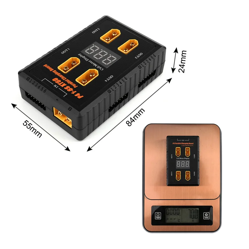 New P4 1-6S XT30 / P4M 1-6S XT60 Plug Charging Board Support 40A Input 4 Channels Output Parallel Charging Board for Rc Battery