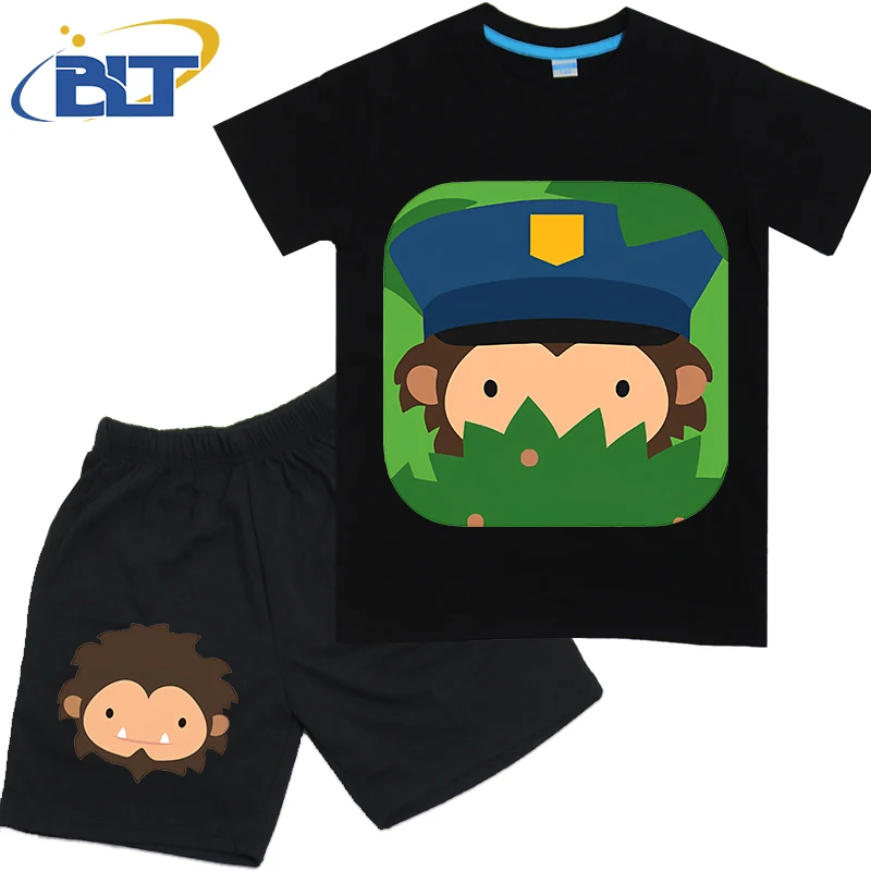 Комплект летней детской футболки с изображением снежной кошки Детские хлопковые