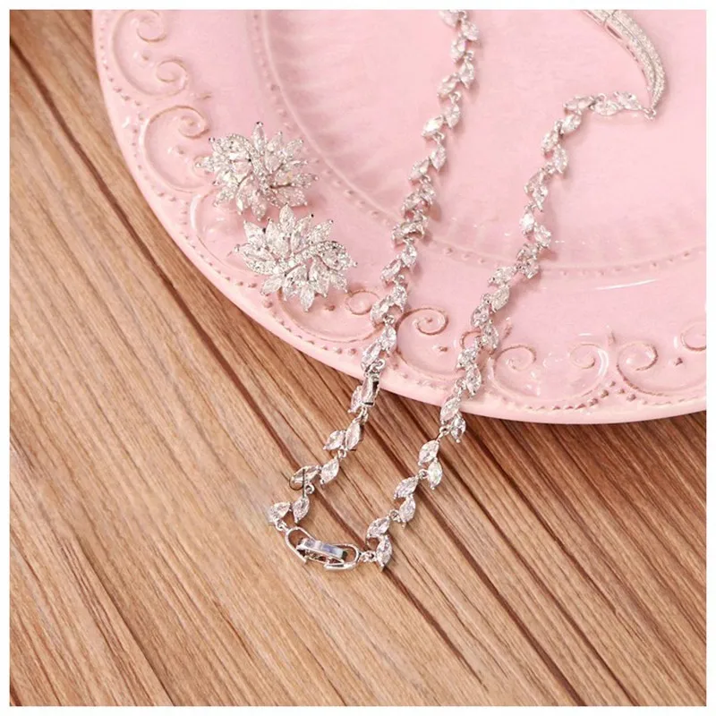 CC блестящее ожерелье серьги-гвоздики комплект свадебных аксессуаров женское