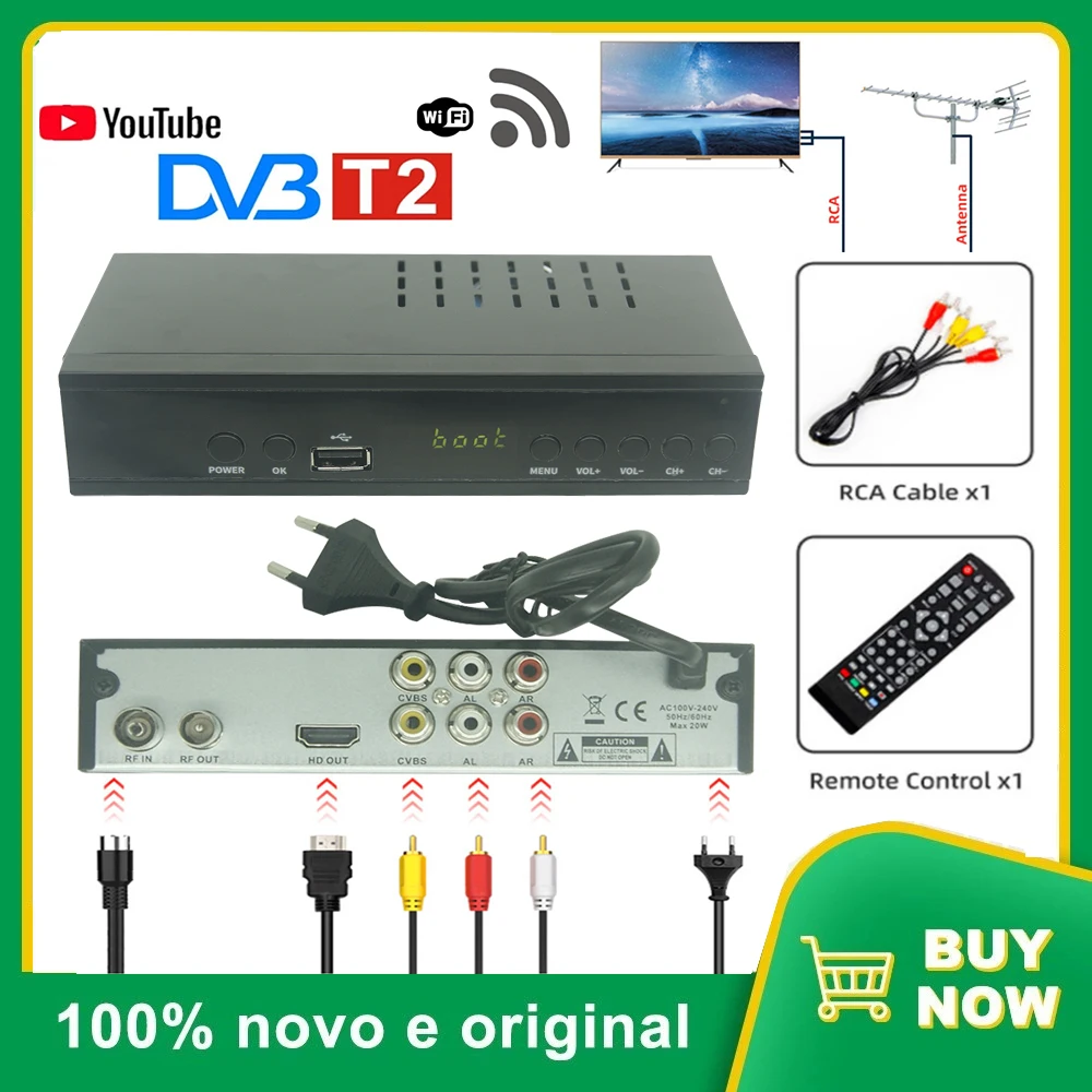 DVB T2 TV Tuner Wifi Free Digital TV Box HD 1080P DVB-T2 Tuner Receiver Satellite Decoder for Russia Italy Poland
