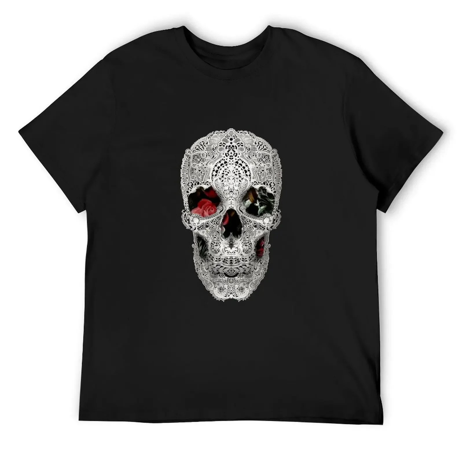 Lace Skull Light T-Shirt sweat man t shirt vintage shirts baggy oversized men