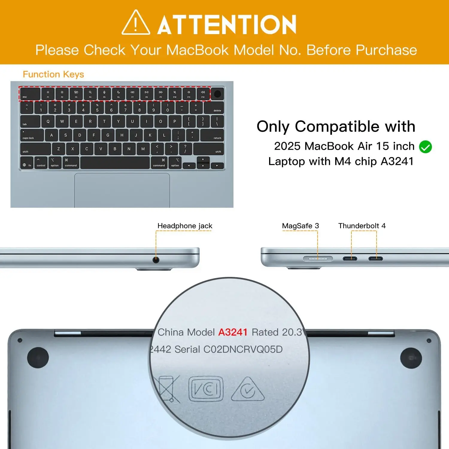 Фото Для macbook air 13,6 A3240 M4 AIR 15 