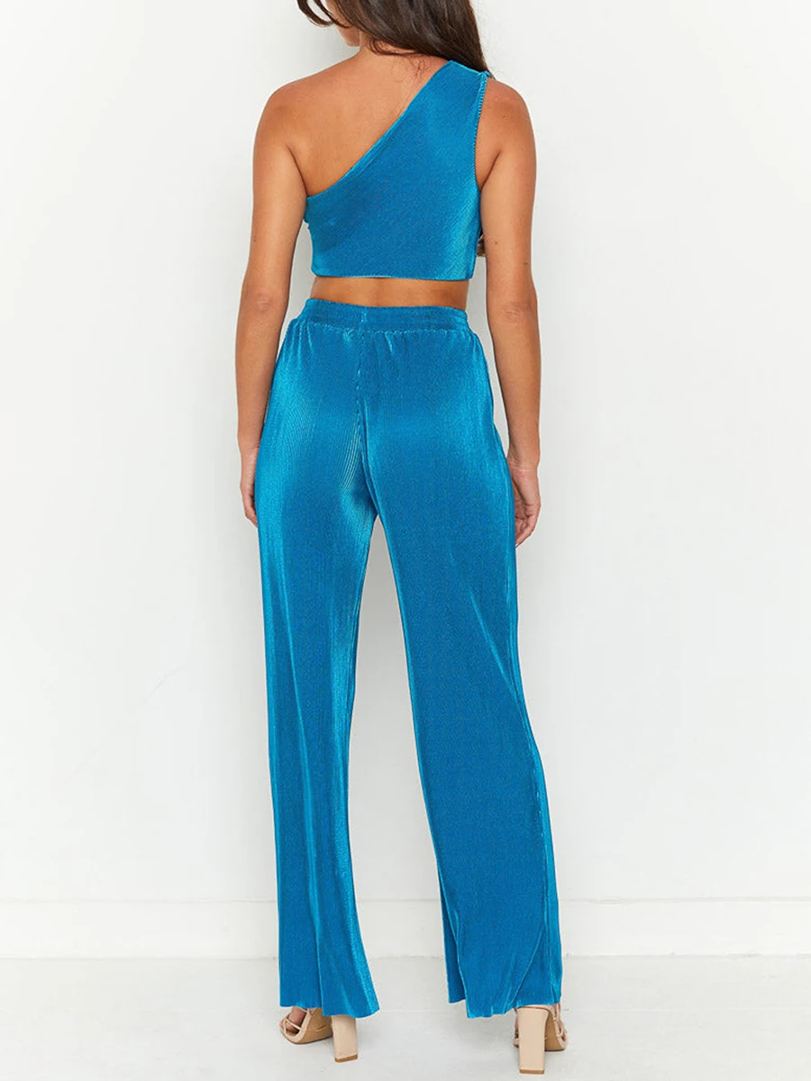 

Floral Print Two Piece Outfits for Women Ruffled Off Shoulder Crop Tops and High Waisted Wide Leg Pants Perfect Summer Y2K