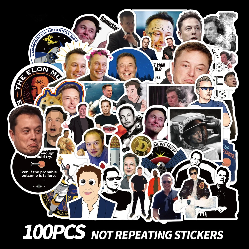 

Elon Reeve Musk Stickers Waterproof Skateboard Guitar Suitcase Laptop Bicycle Decal Graffiti Sticker Toys for Fans Gifts