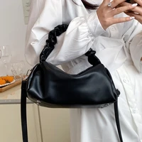 black pleated shoulder bags for women luxury pu leather crossbody bag top handle messenger bag ladys brand designer handbags sac
