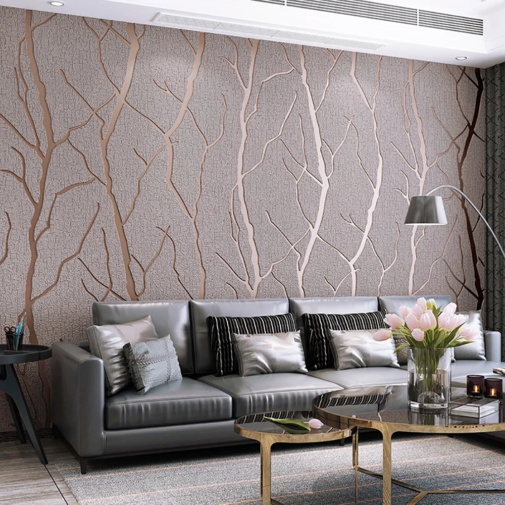 

3D Wallpaper Modern Simple Line Deerskin Wallpaper Thickened Non Woven Fabric Bedroom Living Room Background Wall