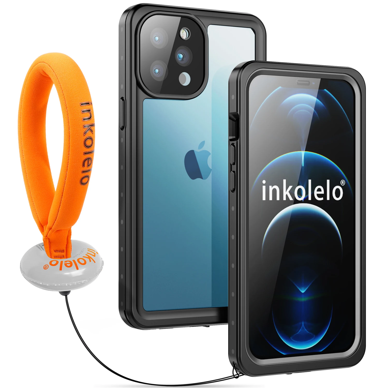 

Inkolelo iPhone 12 Pro Max Waterproof Case Built-in Screen IP68 Full Sealed Shockproof Cover for Summer Swimming Diving Black