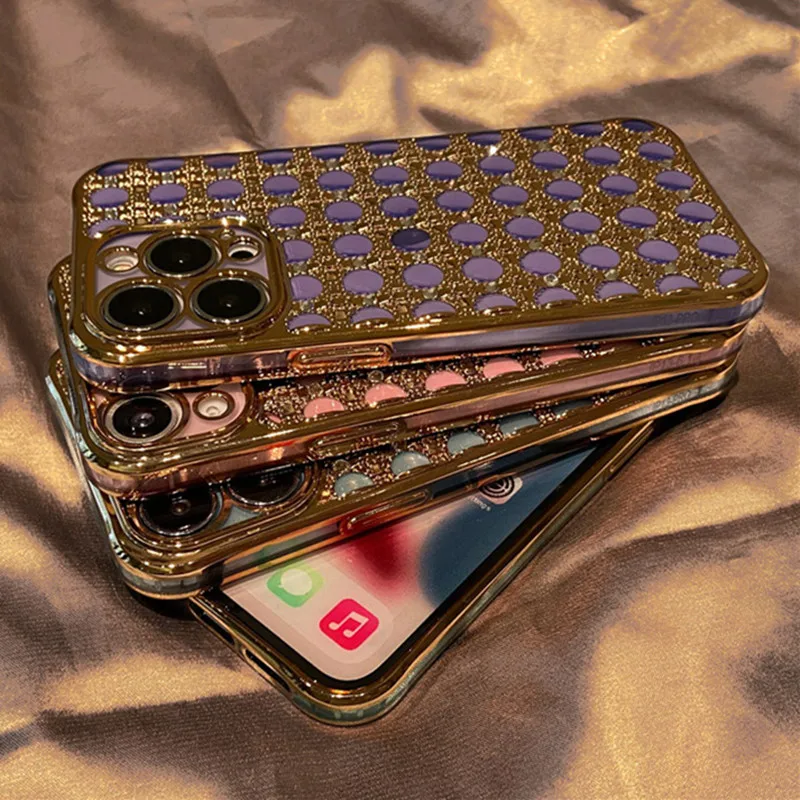 

Glitter Lens Protection Phone Case For iphone 13 Pro Max 11 12 X Xs XR Diamond Plating Bumper Back Cover For iphone 7 8 SE3 Plus