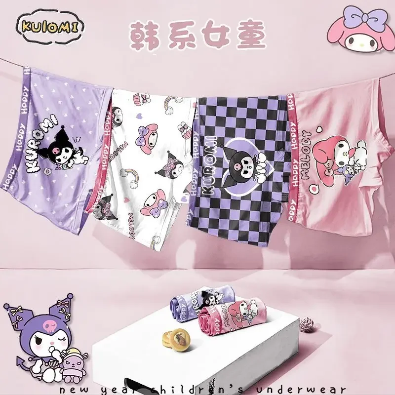 Хлопковые треугольные детские трусы с аниме Sanrio Kuromi Симпатичные удобные боксеры