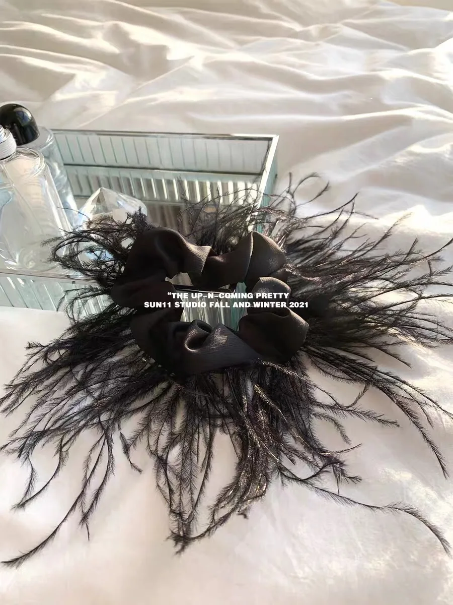 

Новинка 2022, 100% натуральная Страусиная лента для волос, популярная красная шелковая и атласная лента для волос, Женская ободок