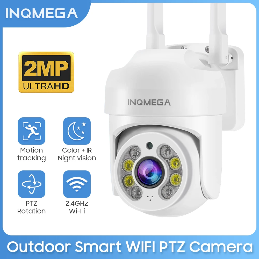

INQMEGA 1080P Smart WIFI PTZ Camera Motion Detection And Tracking Camera IP65 Waterproof Camera Color And Night Vision