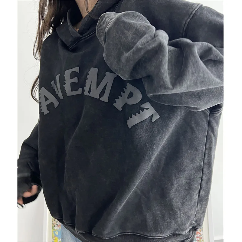 

LIFE CAVEMPT Streetwear Men Hooded Sweatshirts Dark Grey Stamp Duty Casual Hoodie Women Accommodative Colths