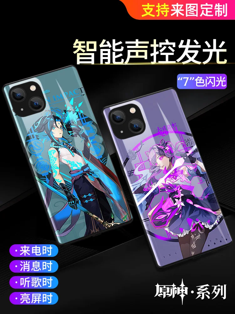

Genshin Impact Creative New Luminous Glass Phone Case for iPhone 13 12 11 x xs xr pro max