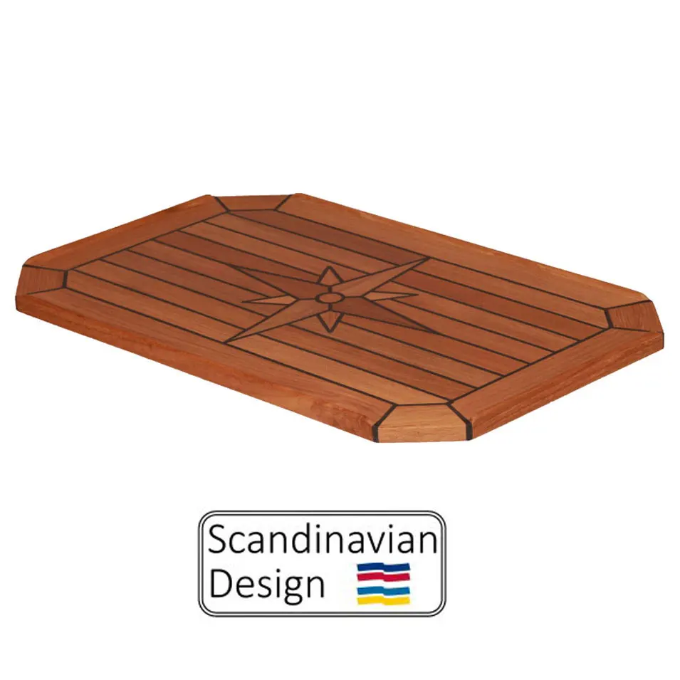 Enlarge Free Dropshipping Boat Teak Table Top with Star Inlay Squared-off Corners 370x600/510x750/580x900/660x840mm Marine Yacht RV