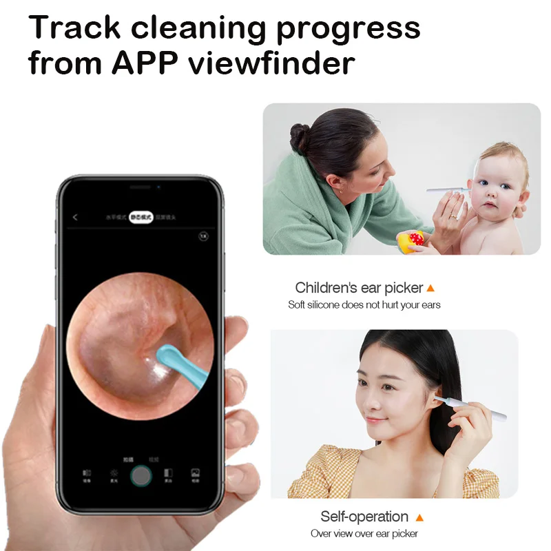 

Wireless Visual Silicone Ear Spoon Safe Endoscope Earpick 5MP Camera Ear Wax Remover Luminous Otoscope 3.9mm Ear Cleaning Tools