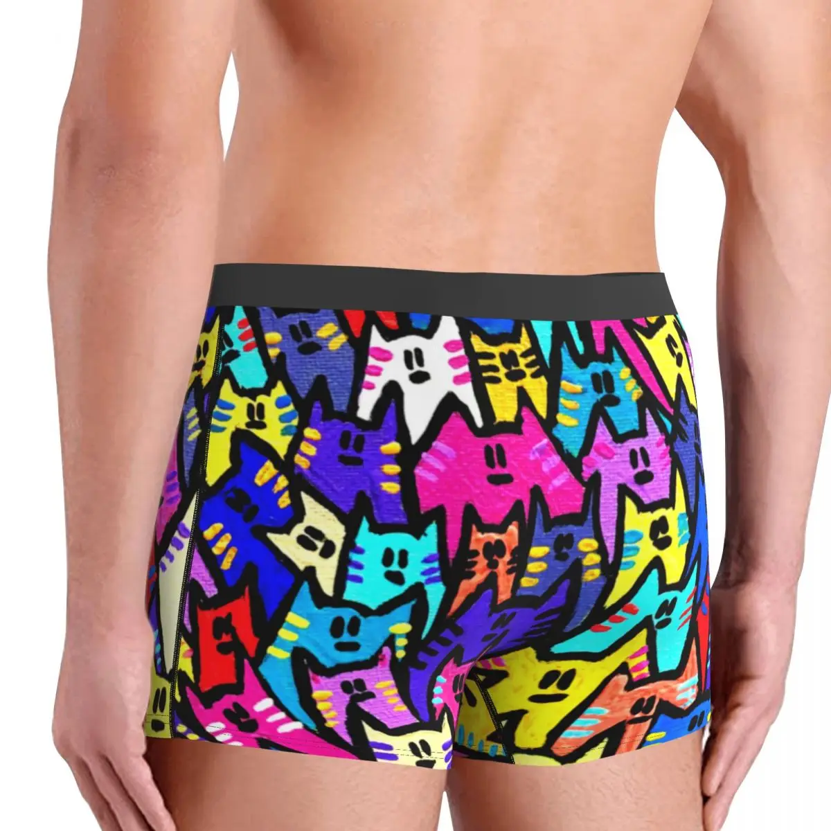 Мужские дышащие трусы-боксёры с принтом кошки размеры до 2XL |