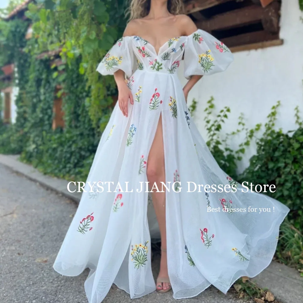 

2023 New Arrival Off the Shoulder A Line Party Gowns Custom Made with Flowers Ball Gown Prom Dresses for Women Party