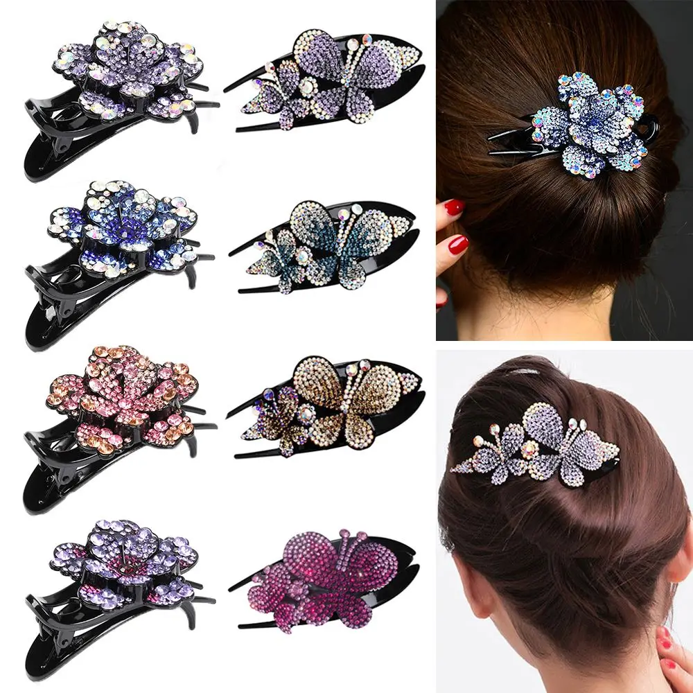 

Women Accessories Dovetail Flexible Crystal Styling Tools Hair Clips Barrette Rhinestone Hairpin