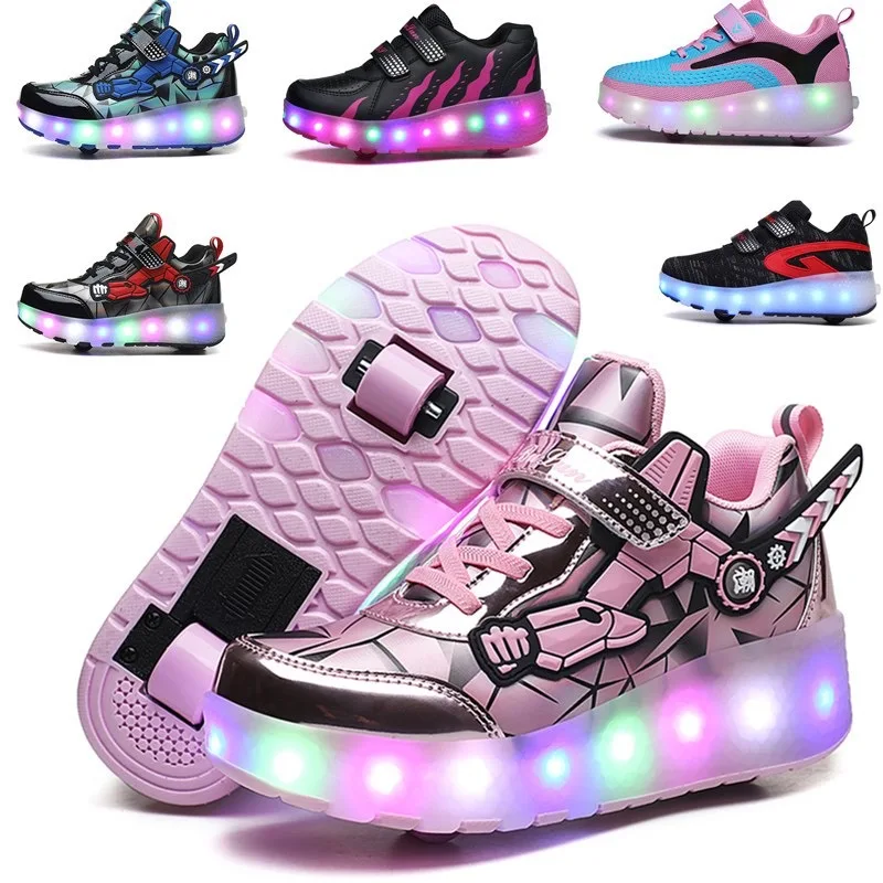 

Two Wheels Luminous Sneakers Led Light Roller Skate Shoes for Children Kids Led Shoes Boys Girls Shoes Light Up With wheels Shoe