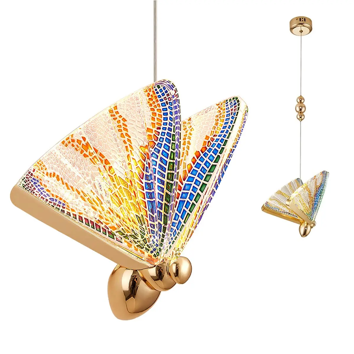 Цветной светодиодный подвесной светильник в виде бабочки современная лестница