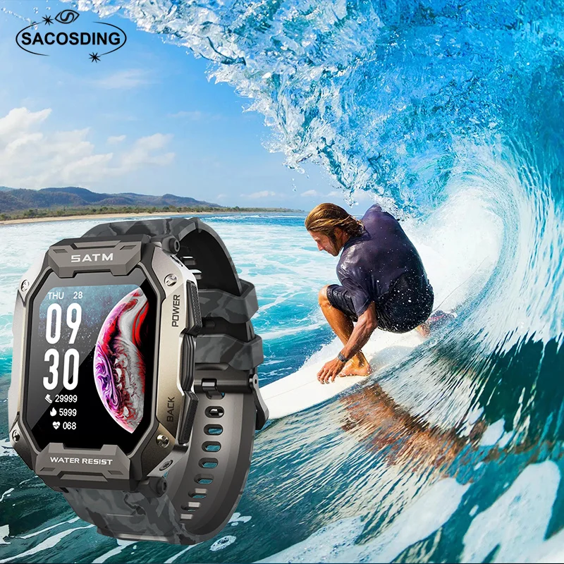 

Sacoding – montre connectée pour hommes, étanche 5atm, pour sport, natation, pour xiaomi realme huawei, nouveauté 2022