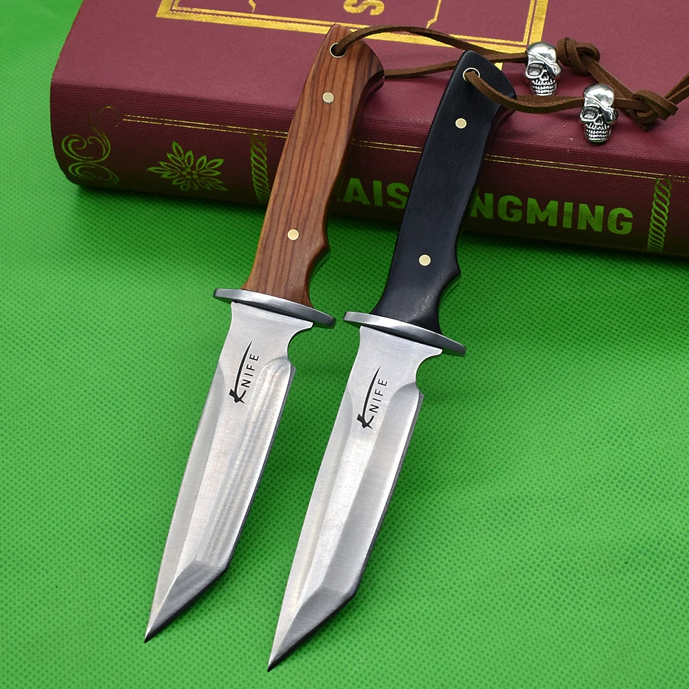 Маленький прямой нож с деревянной ручкой острый домашний уличный Военный для