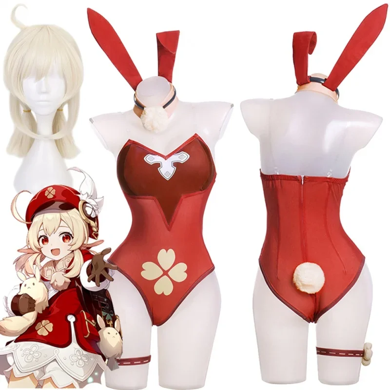 

Genshin Impact Klee Anime Game Cosplay Wigs For Women Sexy Bunny Girl Costume Roleplay Fantasy Halloween Carnival Cloth Costume
