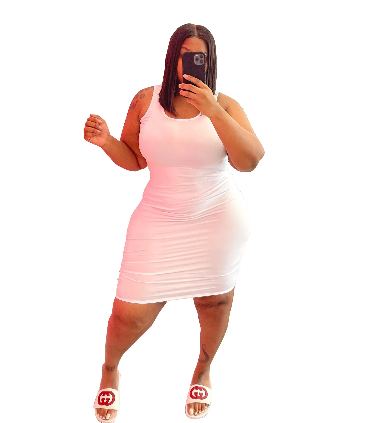 Plus Size Dresses Ladies Dresses New Arrival 2022 Solid Sleeveless Above Knee Mini Sheath Slim Fit O-Neck Evening Dresses Y2K