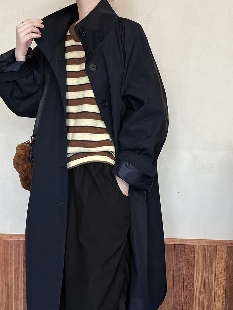 UCXQ модный плащ в европейском стиле с воротником-стойкой однобортный свободный