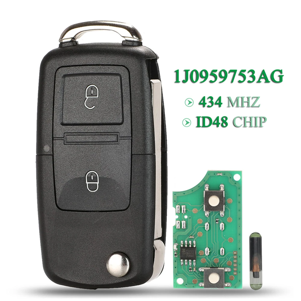 

Jingyuqin 1J 0959753 AG 1M 0959753 E VW Beetle Bora Golf Passat Polo Transporter T5 Дистанционный Ключ 434 МГц С Чипом ID48 H...
