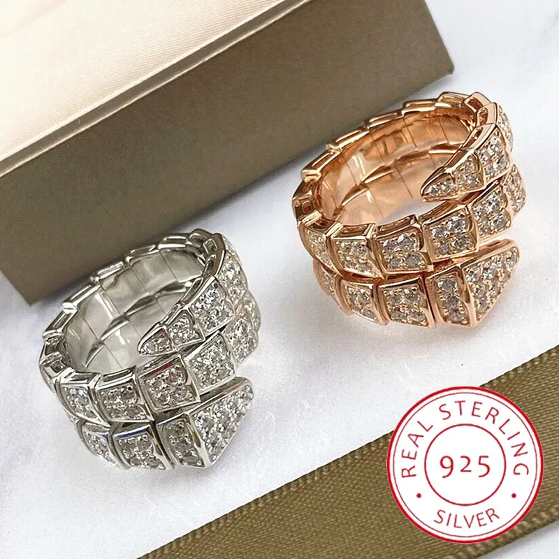 

Европейские классические ювелирные изделия из стерлингового серебра 925 пробы, Женское кольцо со змеиной косточкой, персонализированное высококачественное модное Брендовое украшение