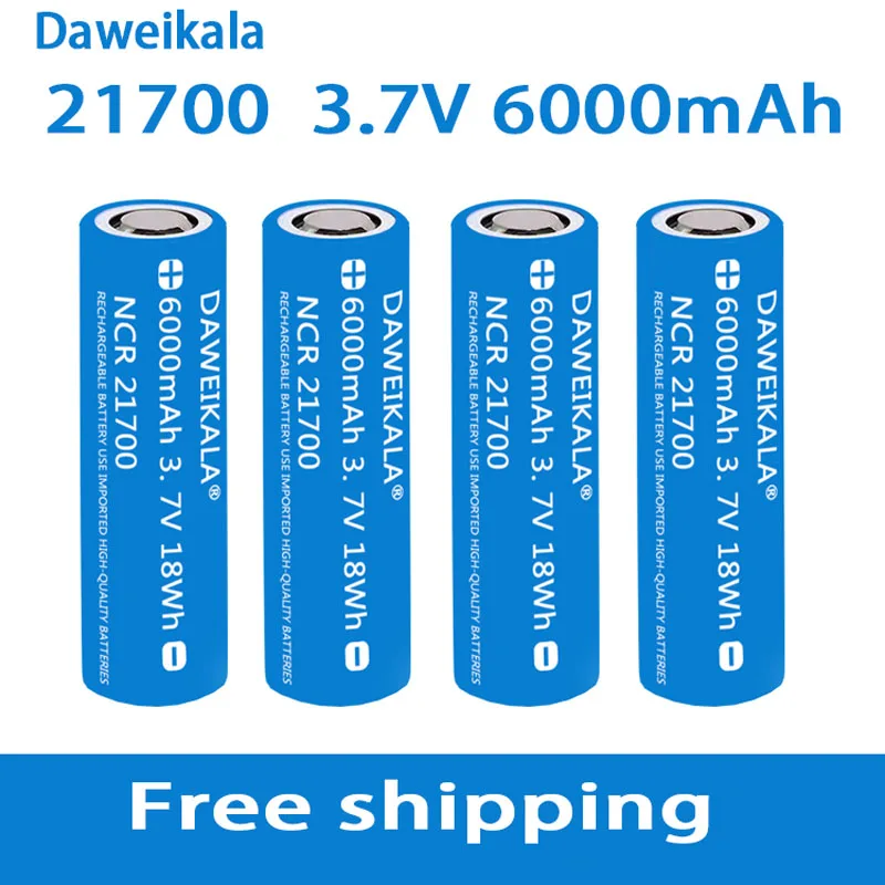 

Daweikala2023 large capacity li-48s 3.7V 6000mAh 21700 rechargeable battery 9.5a power 2C rate discharge ternary lithium battery