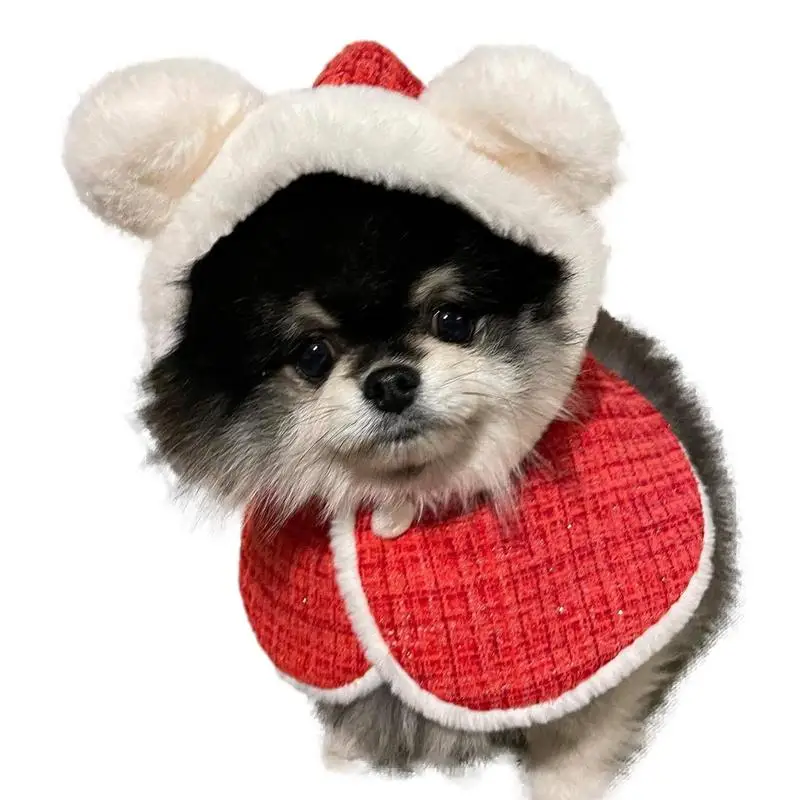 

Pet Christmas Hooded Cape Pet Christmas Costume Funny And Cute Plush Dog Hooded Cloak Of Small Medium Sized Dog For Home And