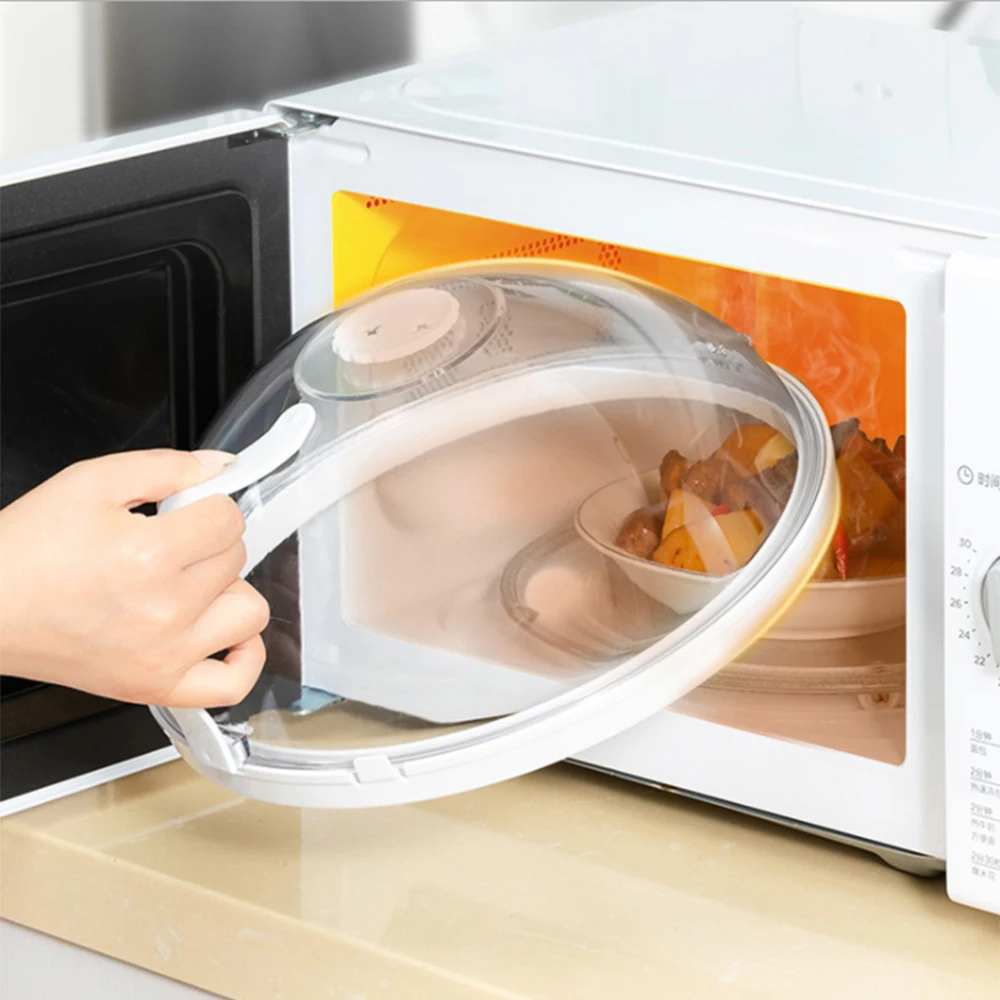 

Прозрачная крышка для защиты от брызг с ручкой, моющаяся, легко используемая быстрая крышка, крышка для микроволновой печи