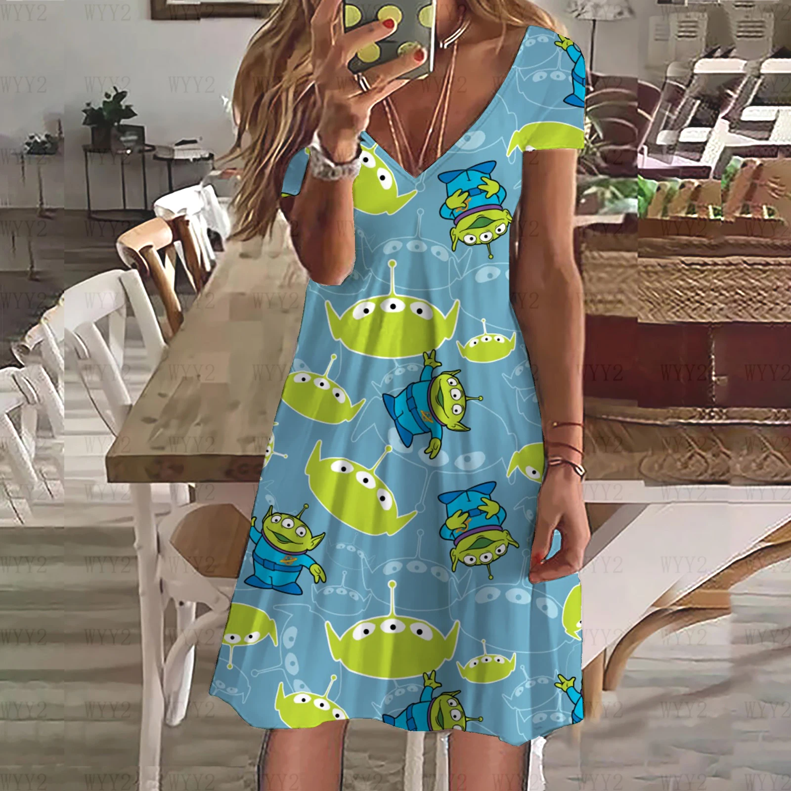 Женская одежда повседневное простое платье с принтом диснеевских игрушек