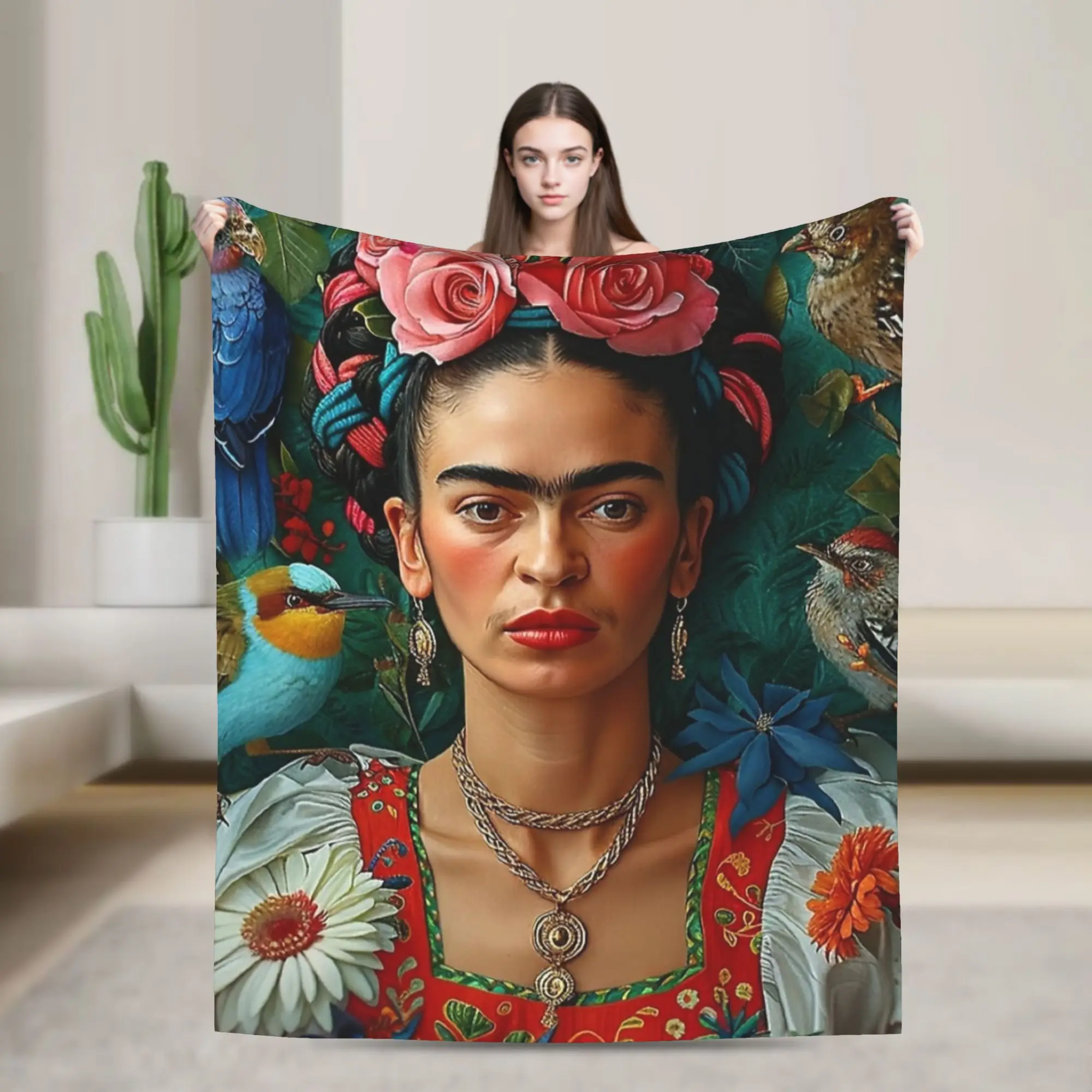 Фото Одеяла F-Frida K-Kahlo Мексиканский художник Kahloo, фланелевые потрясающие теплые пледы для покрытия стула, дивана, лето №1
