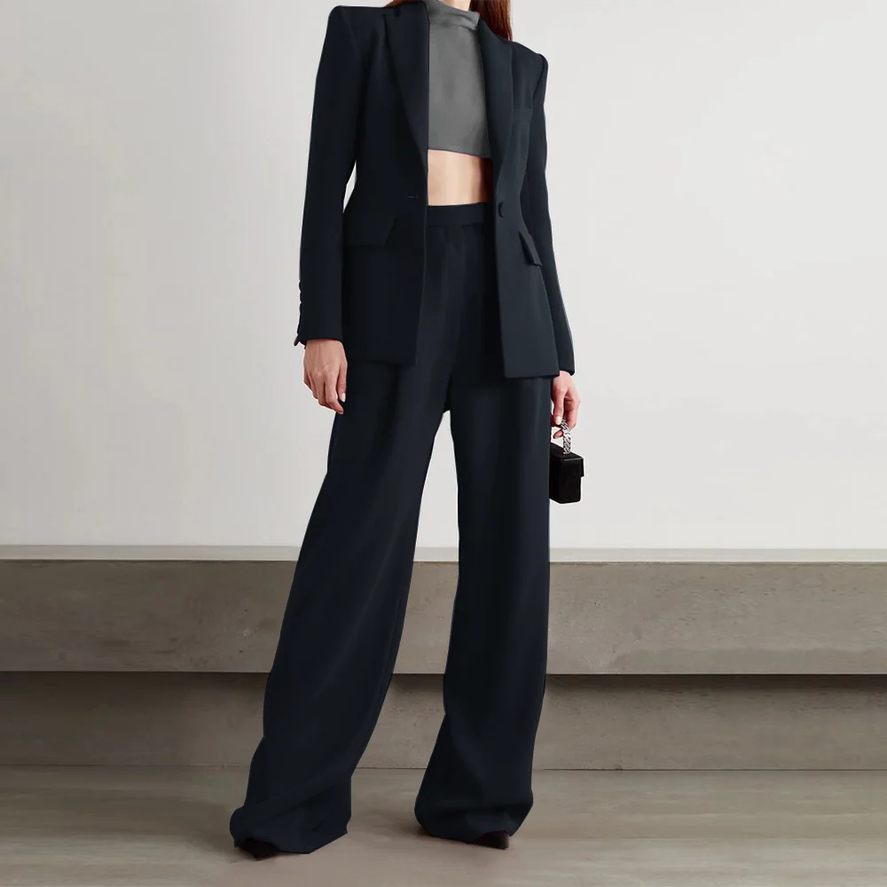 Women's 2 Piece Suit Office Ladies Single Button Slim Fit Pantsuit Elegant High Street Fashion Blazer& Trousers 2023 Spring New