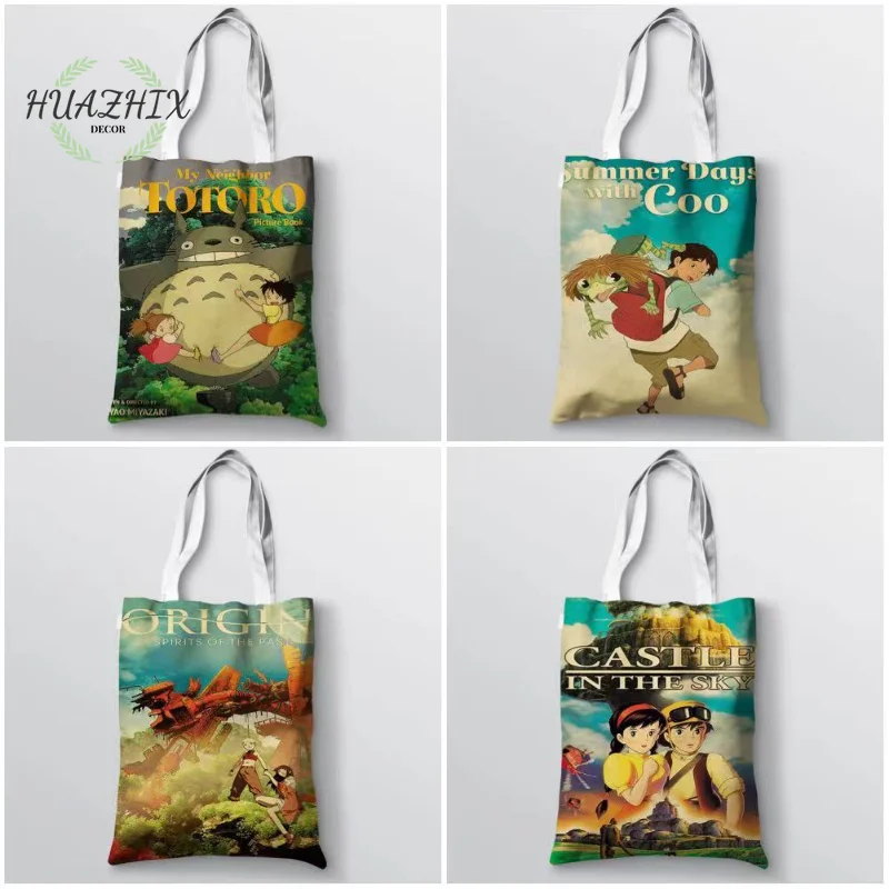 

Miyazaki Hayao аниме сумки через плечо Totoro Spirited Away Ретро винтажная женская сумка для шоппинга вместительные холщовые сумки-тоут