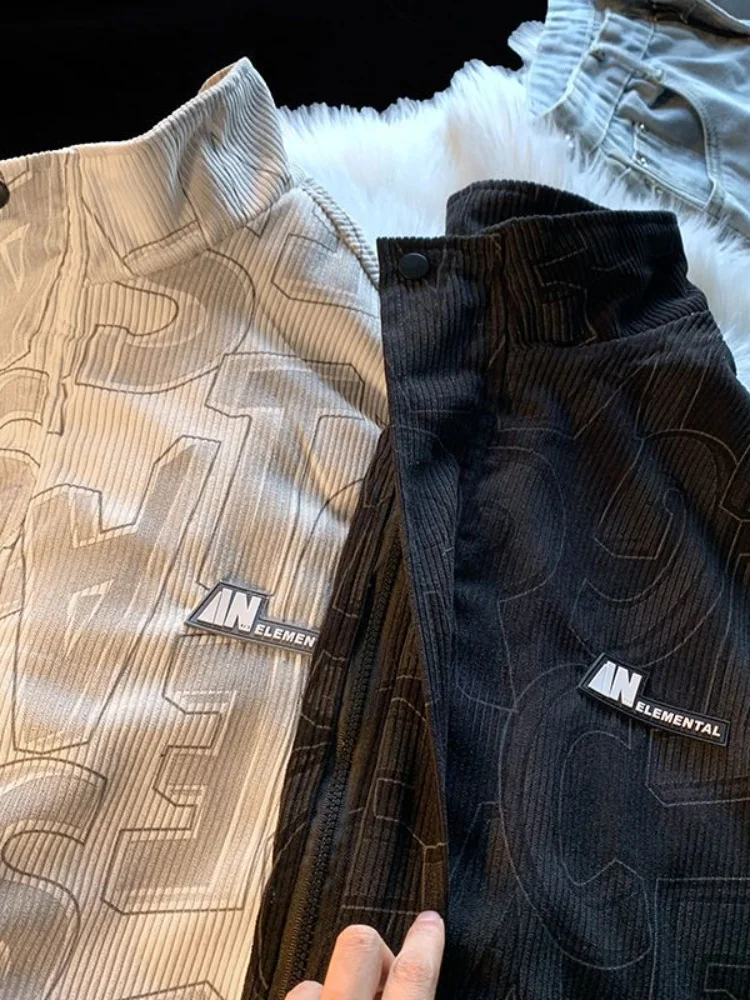 Вельветовая мужская куртка на молнии в корейском городском стиле дизайнерская