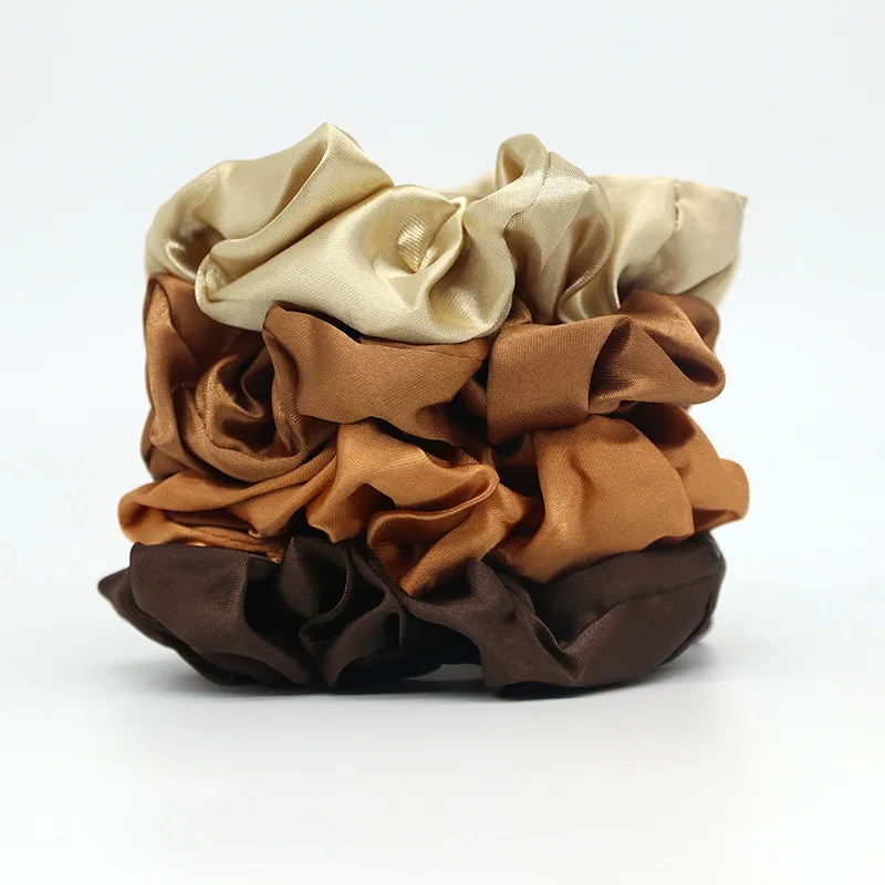 12шт/набор Женские красочные атласные резинки для волос Эластичные шелковые