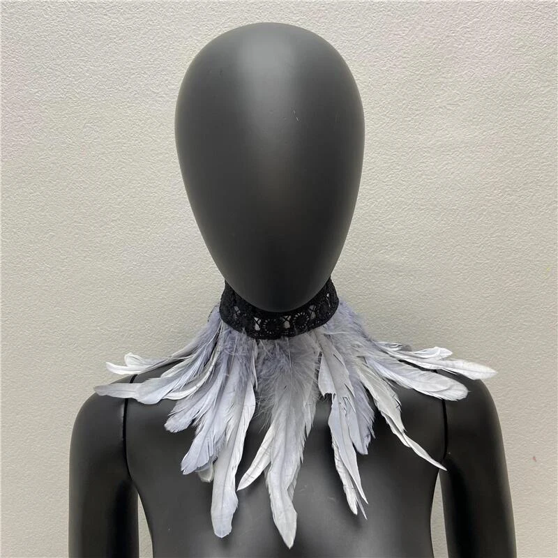 Женский ошейник с перьями в готическом стиле роскошное колье панк для
