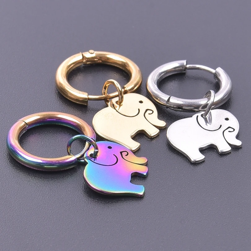 

1Pair/Lot Stainless Steel Kawaii Elephant Earrings Unique Women's Cute Fashion Women Ear Stud For Girls Boys Piercing Gifts