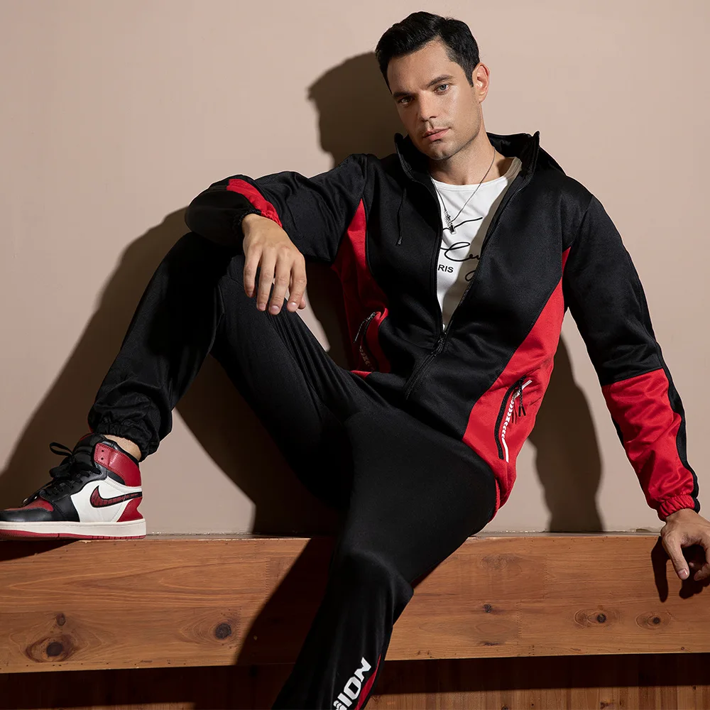 

2023 Autumn and Winter New Men's Loose Zipper Cardigan Two-piece Set Hooded Large Size Casual Sports Suit Two Piece Suit