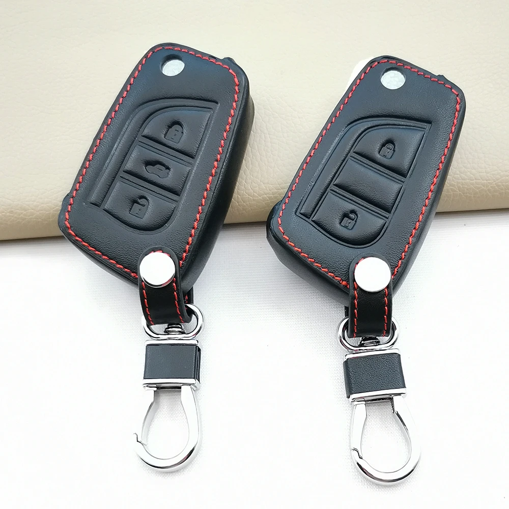 

Кожаный чехол для автомобильных ключей, чехол для Toyota Hilux Corolla Avensis Prado Fortuner RAV4 CHR, защитный чехол для ключей, аксессуары для кожаных сумок