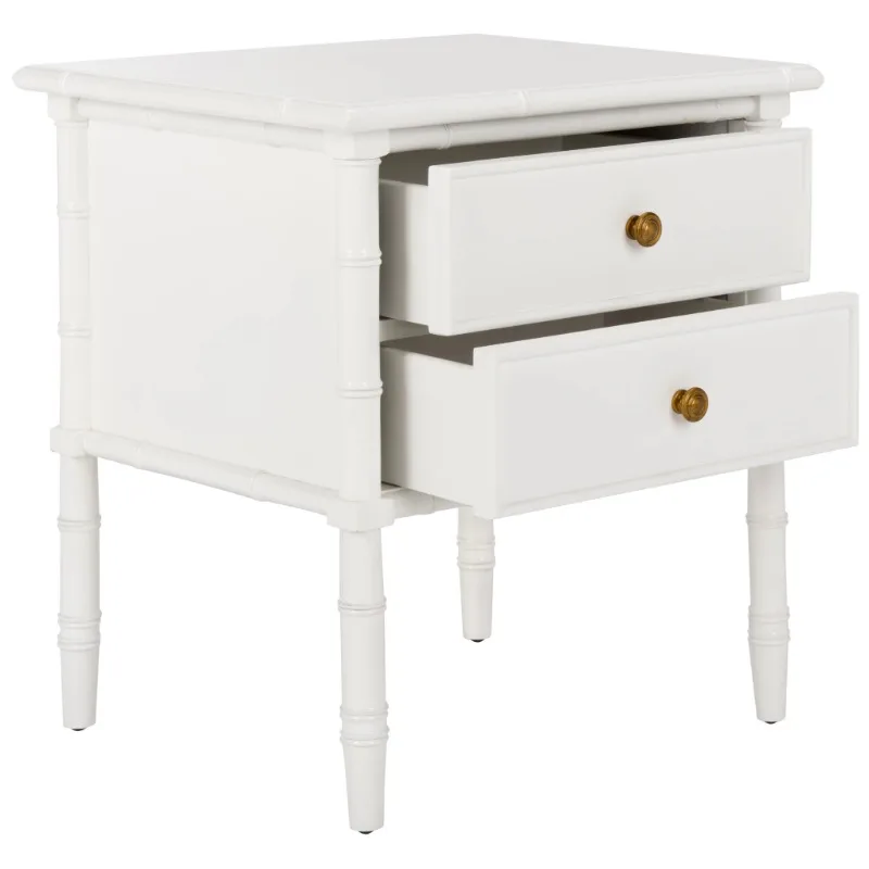 

SAFAVIEH Mina Modern Coastal 2-Drawer 25" H Bamboo Nightstand White